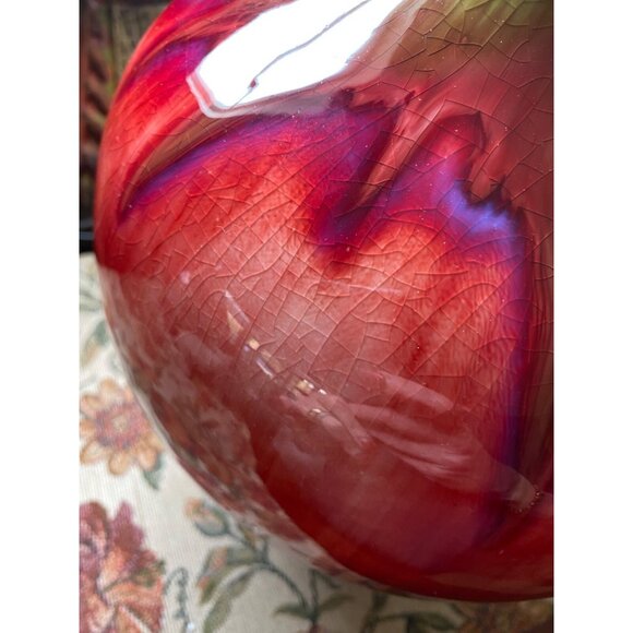 Vase, XL, 16”T, Yabian Chinese Flambé Drip Glaze, Red,Purple,Green,VTG*Rare* - Picture 9 of 16